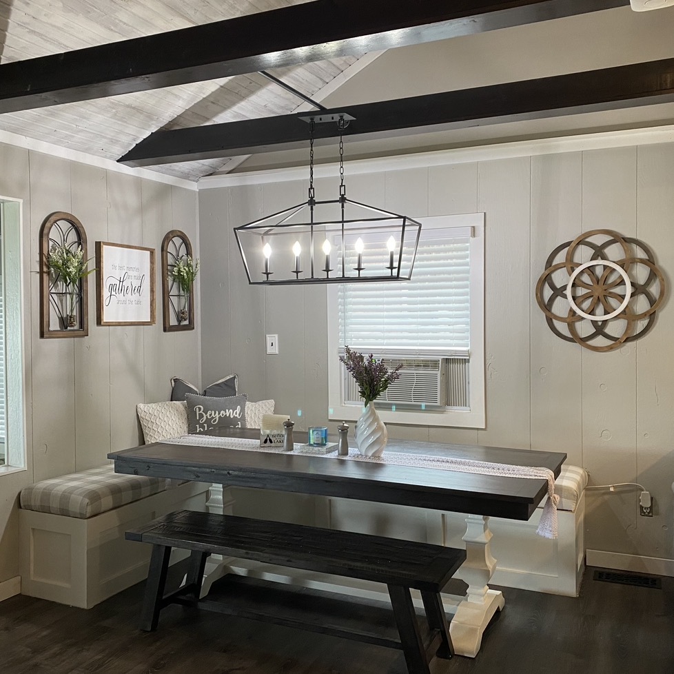Before and after comparison for Lake House Dining Refresh